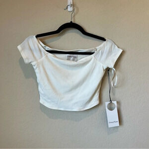 NWT Privacy Please Off the Shoulder ribbed Crop top